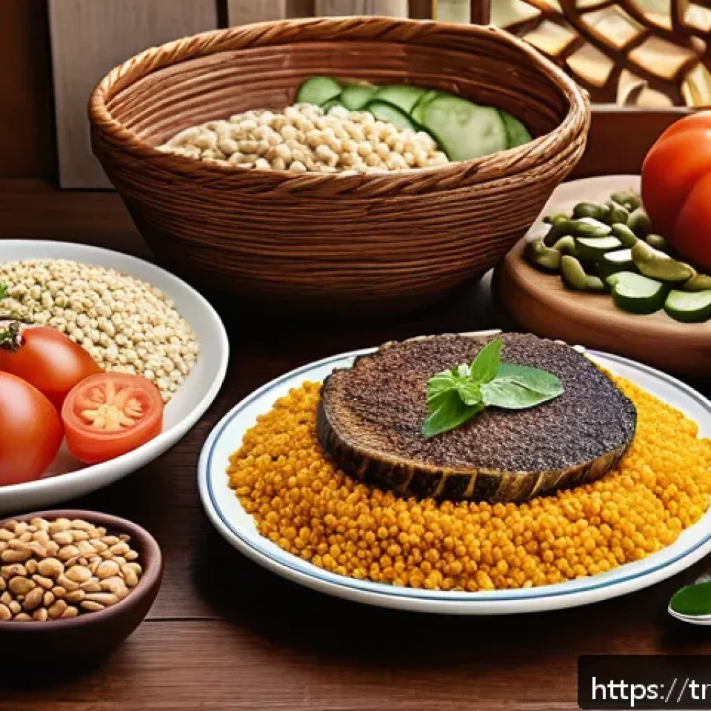 맞춤형 영양의 과학적 근거 - A modern Turkish kitchen scene showcasing a diverse spread of fresh, colorful local foods representi...